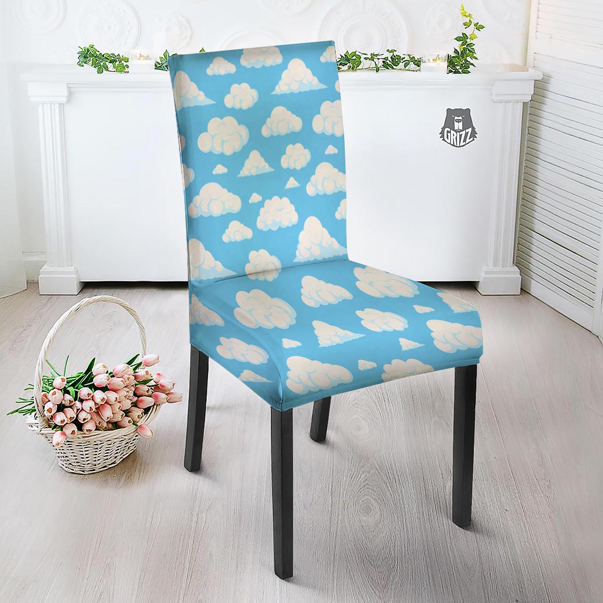 Cloud Sky Print Pattern Dining Chair Slipcover-grizzshop