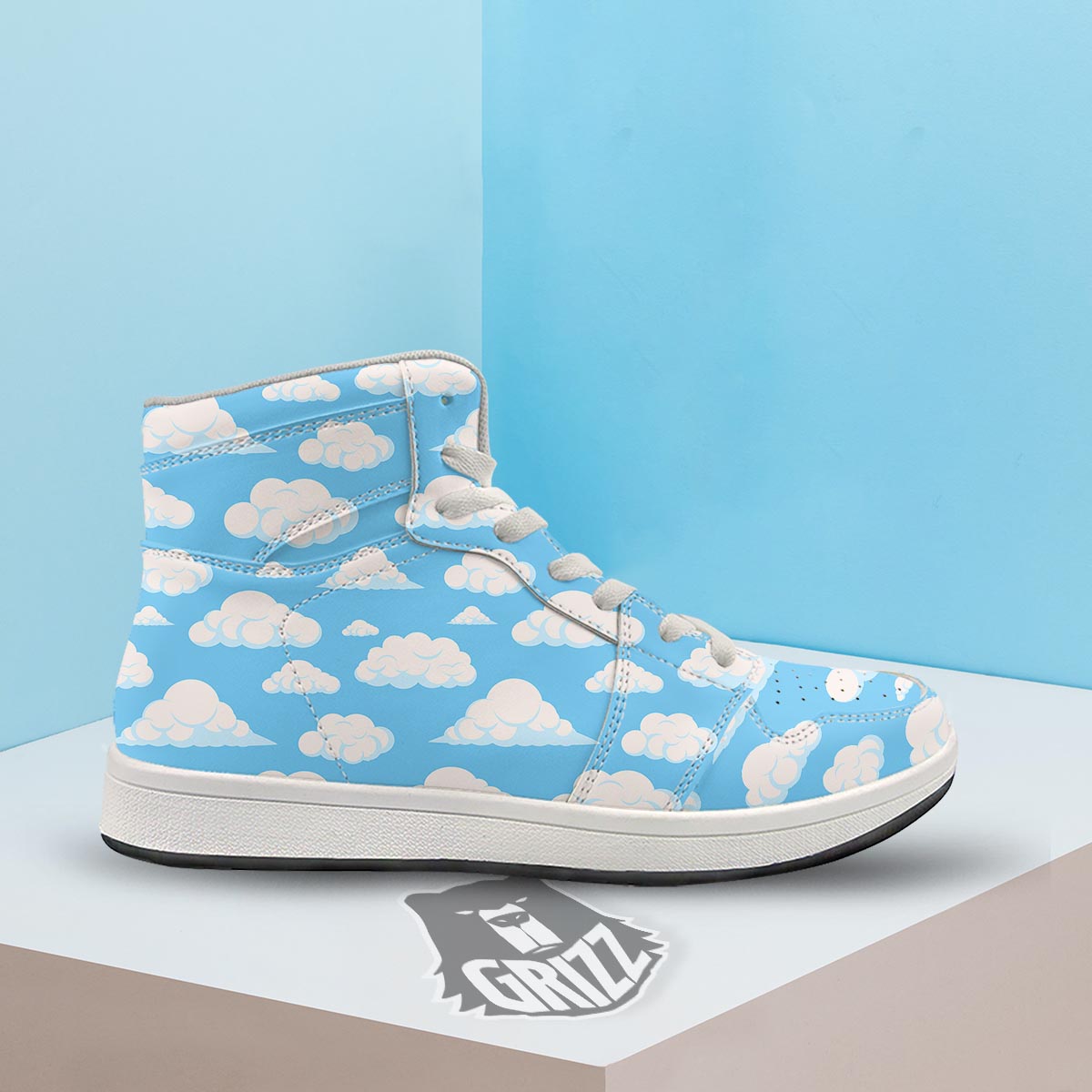 Cloud Sky Print Pattern High Top Sneakers-grizzshop