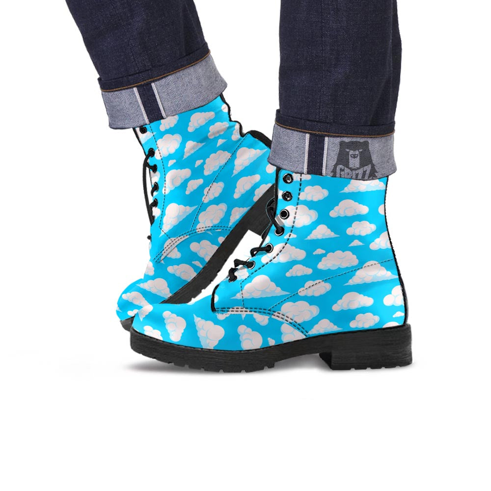 Cloud Sky Print Pattern Leather Boots-grizzshop