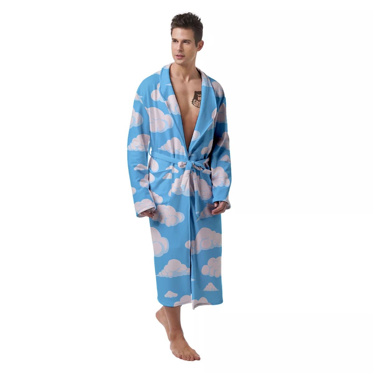 Cloud Sky Print Pattern Men's Robe-grizzshop