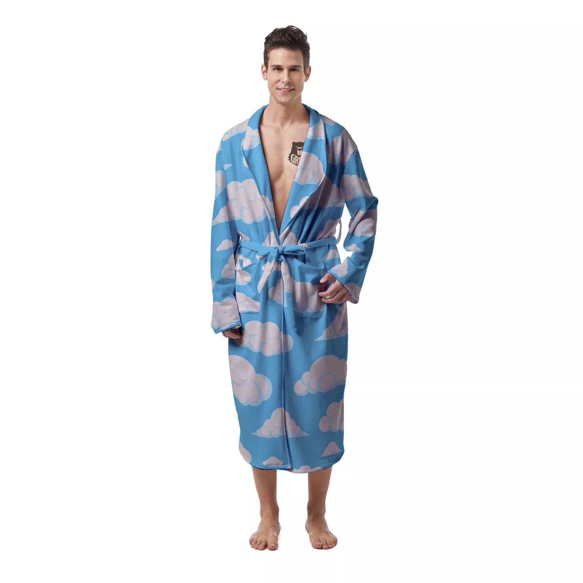 Cloud Sky Print Pattern Men's Robe-grizzshop