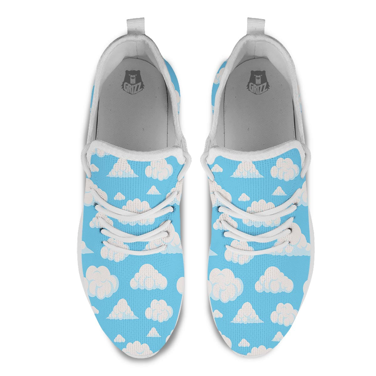 Cloud Sky Print Pattern White Athletic Shoes-grizzshop