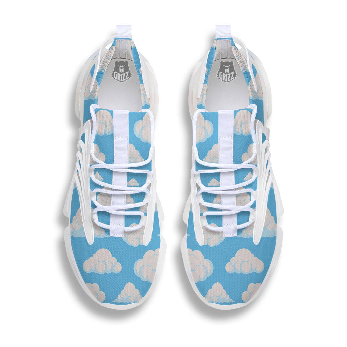 Cloud Sky Print Pattern White Gym Shoes-grizzshop