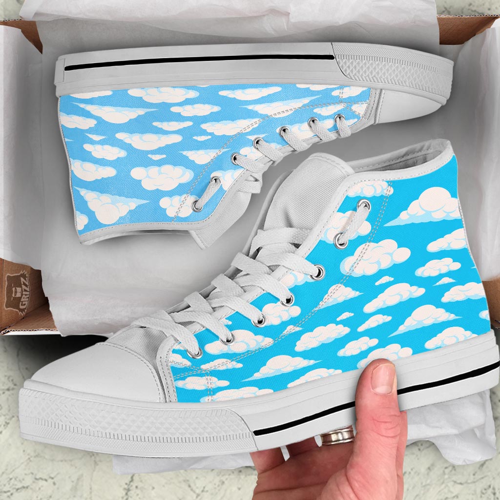 Cloud Sky Print Pattern White High Top Shoes-grizzshop