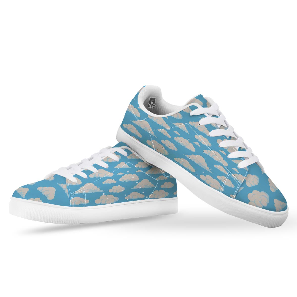 Cloud Sky Print Pattern White Low Top Sneakers-grizzshop
