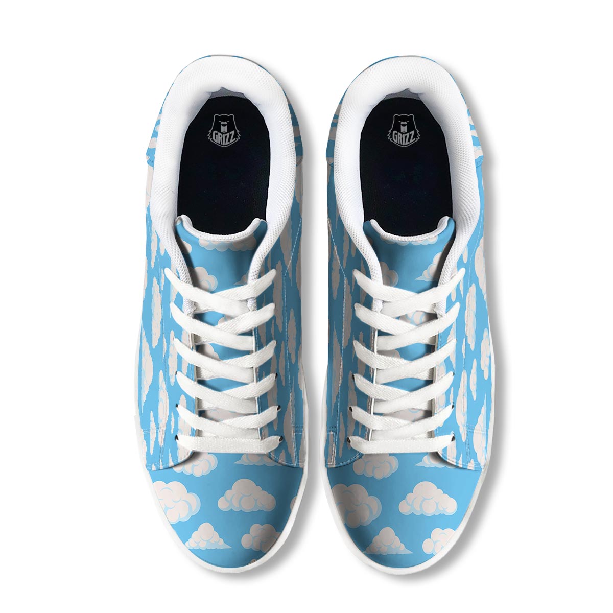Cloud Sky Print Pattern White Low Top Sneakers-grizzshop