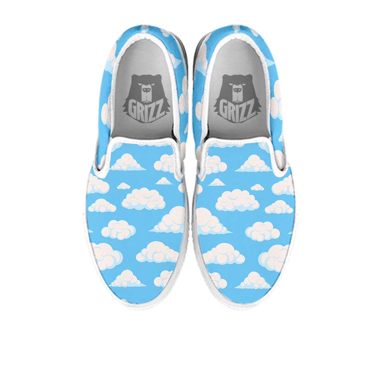 Cloud Sky Print Pattern White Slip On Shoes-grizzshop