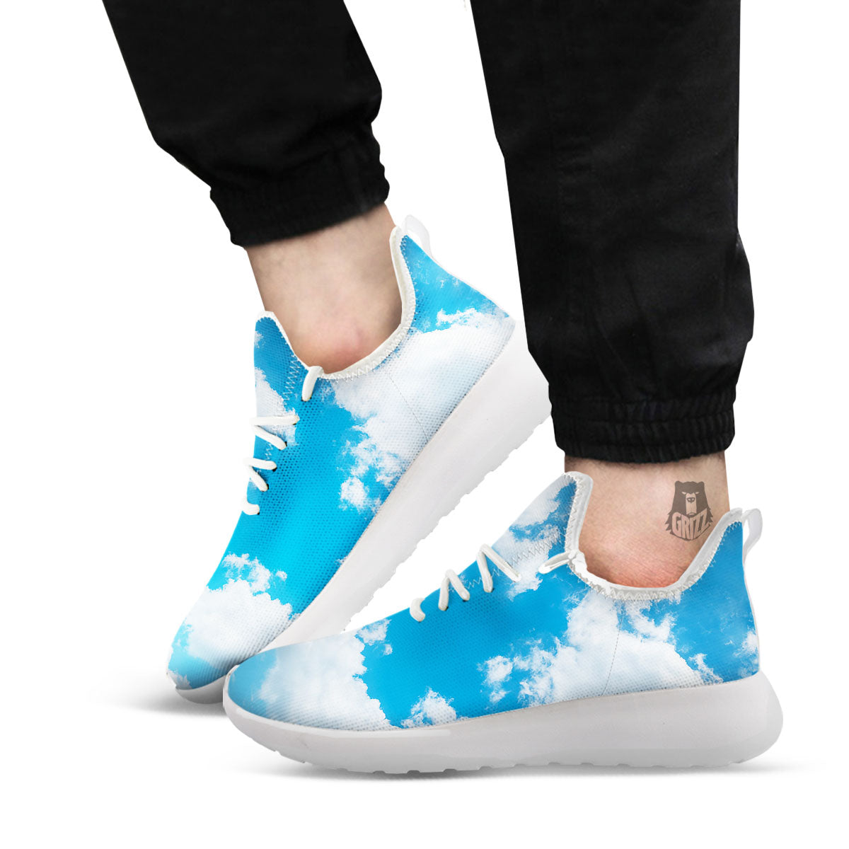 Cloud Sky Print White Athletic Shoes-grizzshop