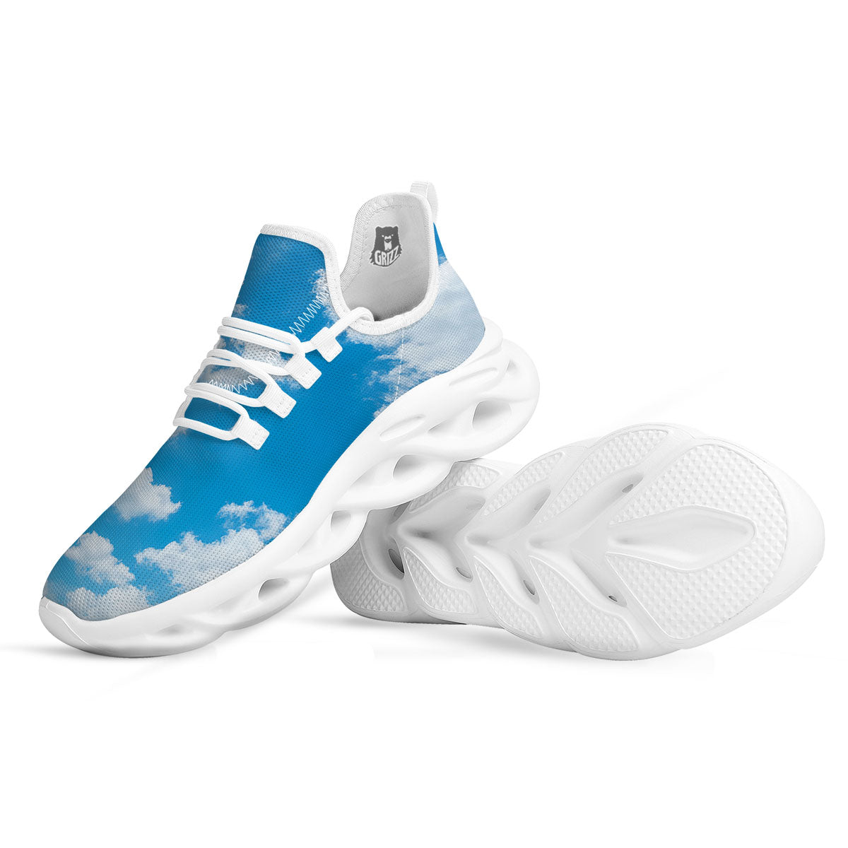 Cloud Sky Print White Running Shoes-grizzshop