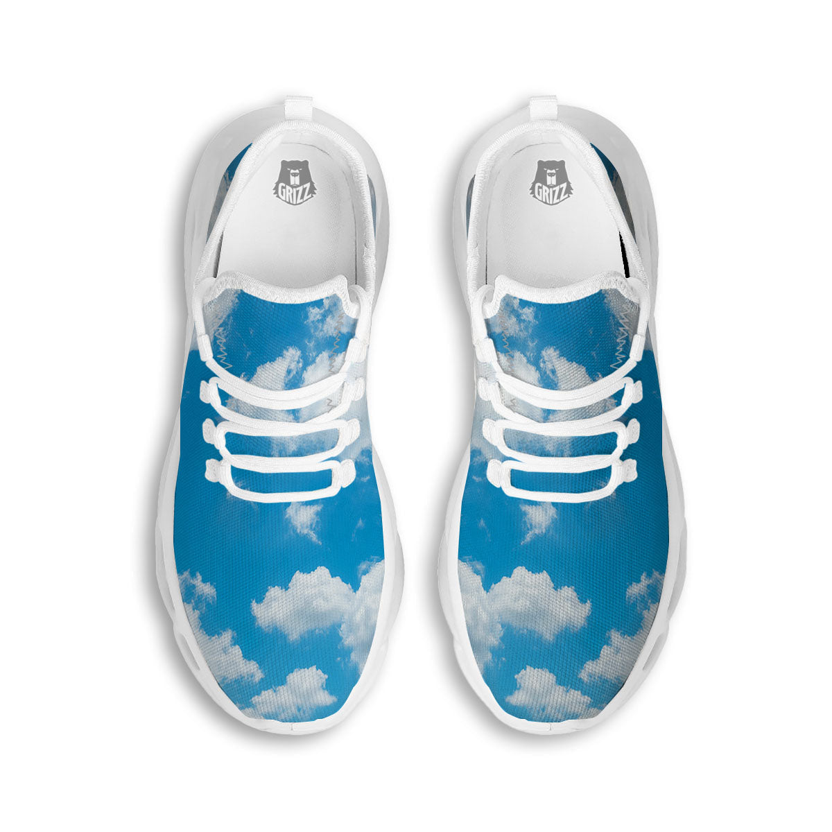Cloud Sky Print White Running Shoes-grizzshop