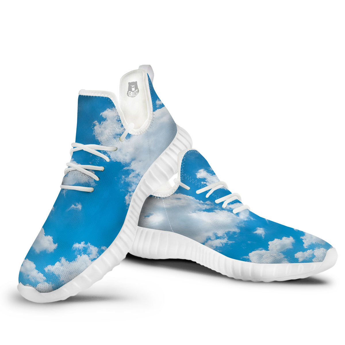 Cloud Sky Print White Walking Shoes-grizzshop