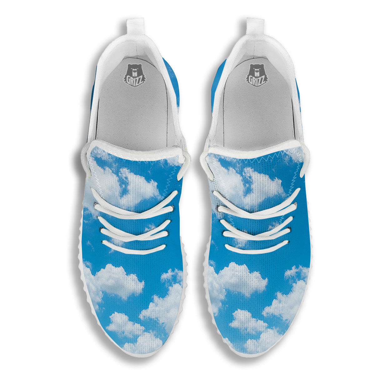 Cloud Sky Print White Walking Shoes-grizzshop
