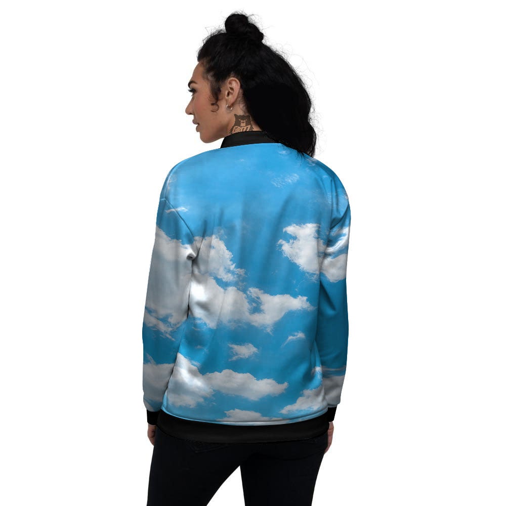 Cloud Sky Print Women's Bomber Jacket-grizzshop