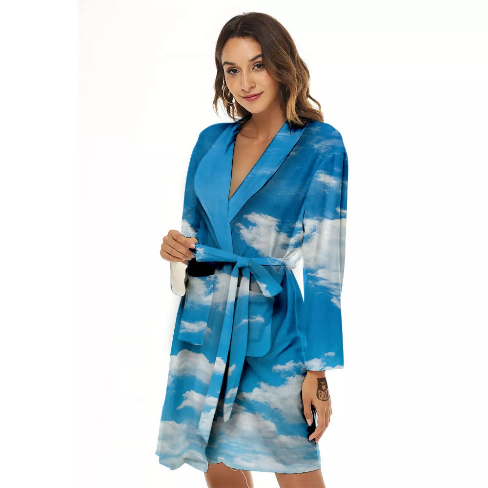 Cloud Sky Print Women's Robe-grizzshop