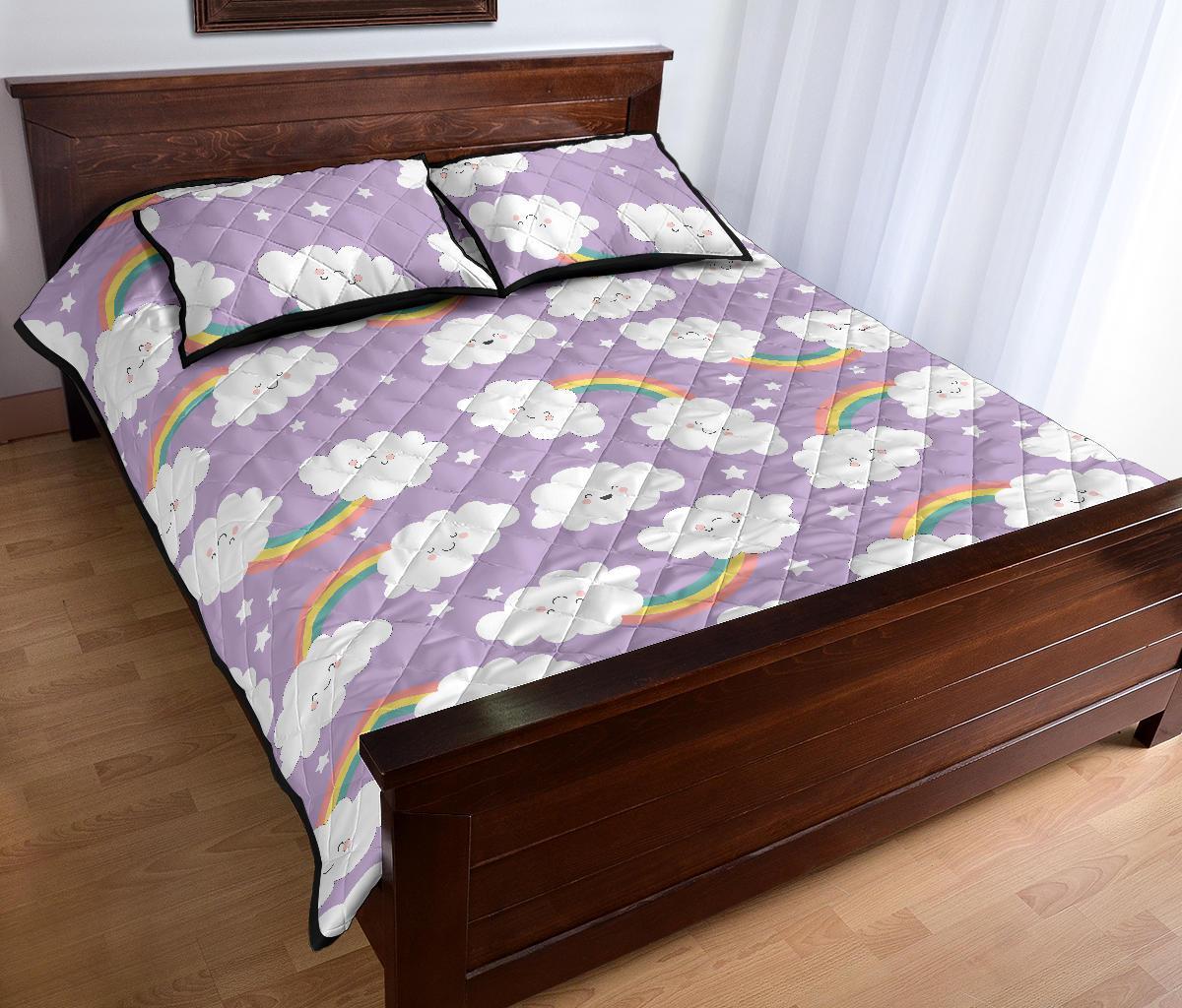 Cloud Smile Pattern Print Bed Set Quilt-grizzshop