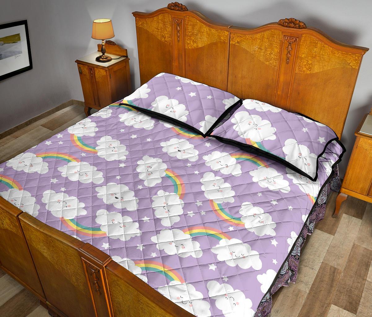Cloud Smile Pattern Print Bed Set Quilt-grizzshop
