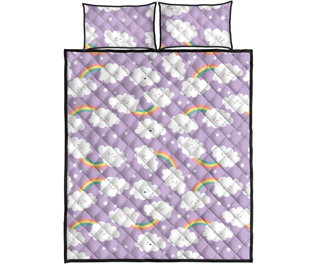 Cloud Smile Pattern Print Bed Set Quilt-grizzshop