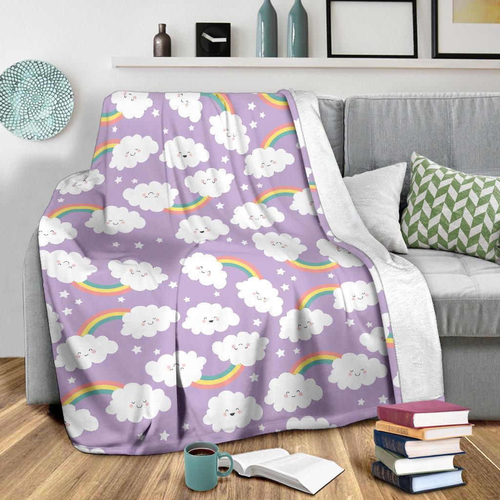 Cloud Smile Pattern Print Blanket-grizzshop