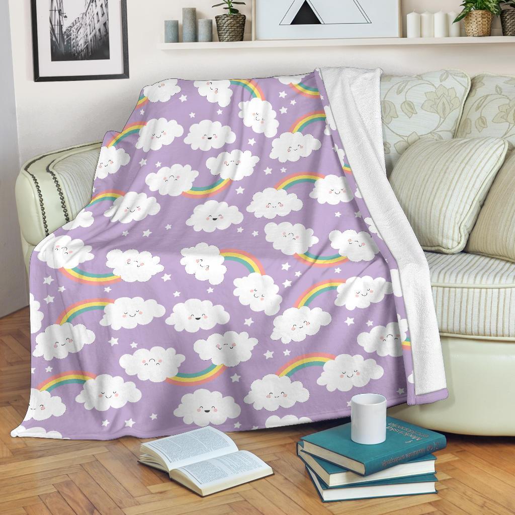 Cloud Smile Pattern Print Blanket-grizzshop