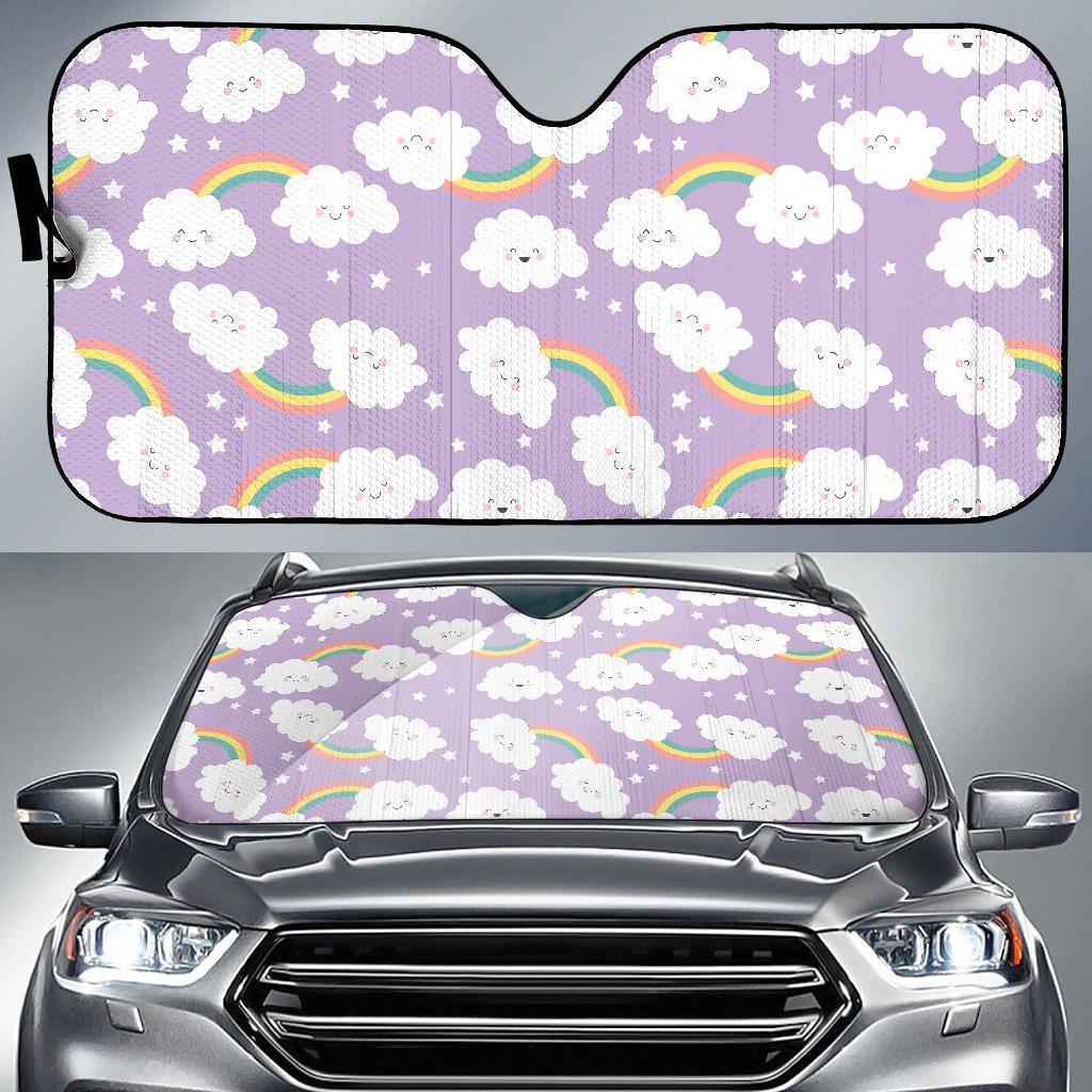 Cloud Smile Pattern Print Car Sun Shade-grizzshop