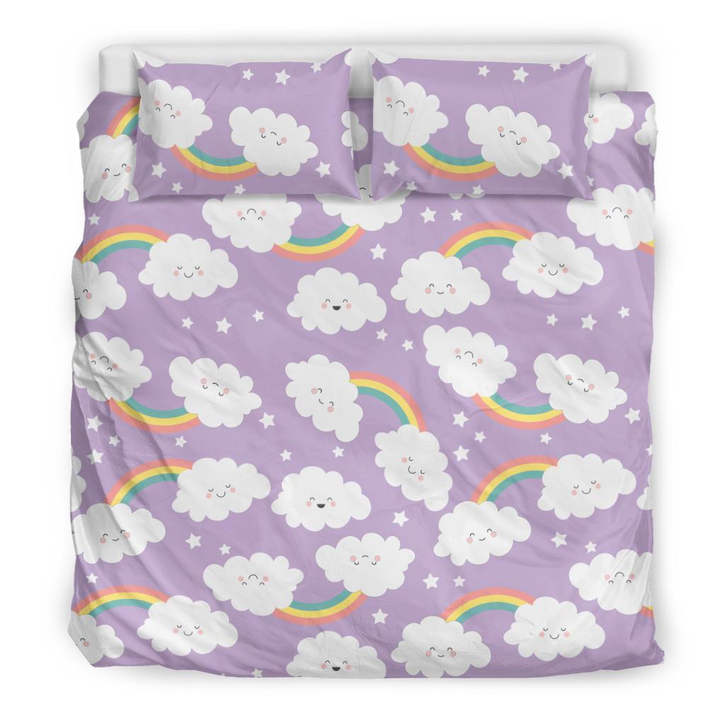 Cloud Smile Pattern Print Duvet Cover Bedding Set-grizzshop