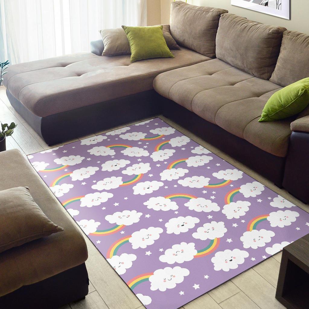 Cloud Smile Pattern Print Floor Mat-grizzshop