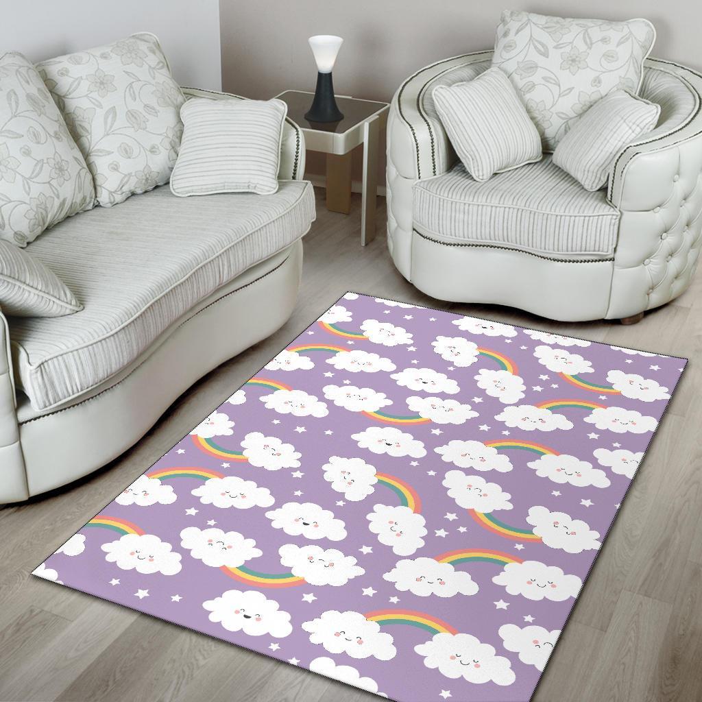 Cloud Smile Pattern Print Floor Mat-grizzshop