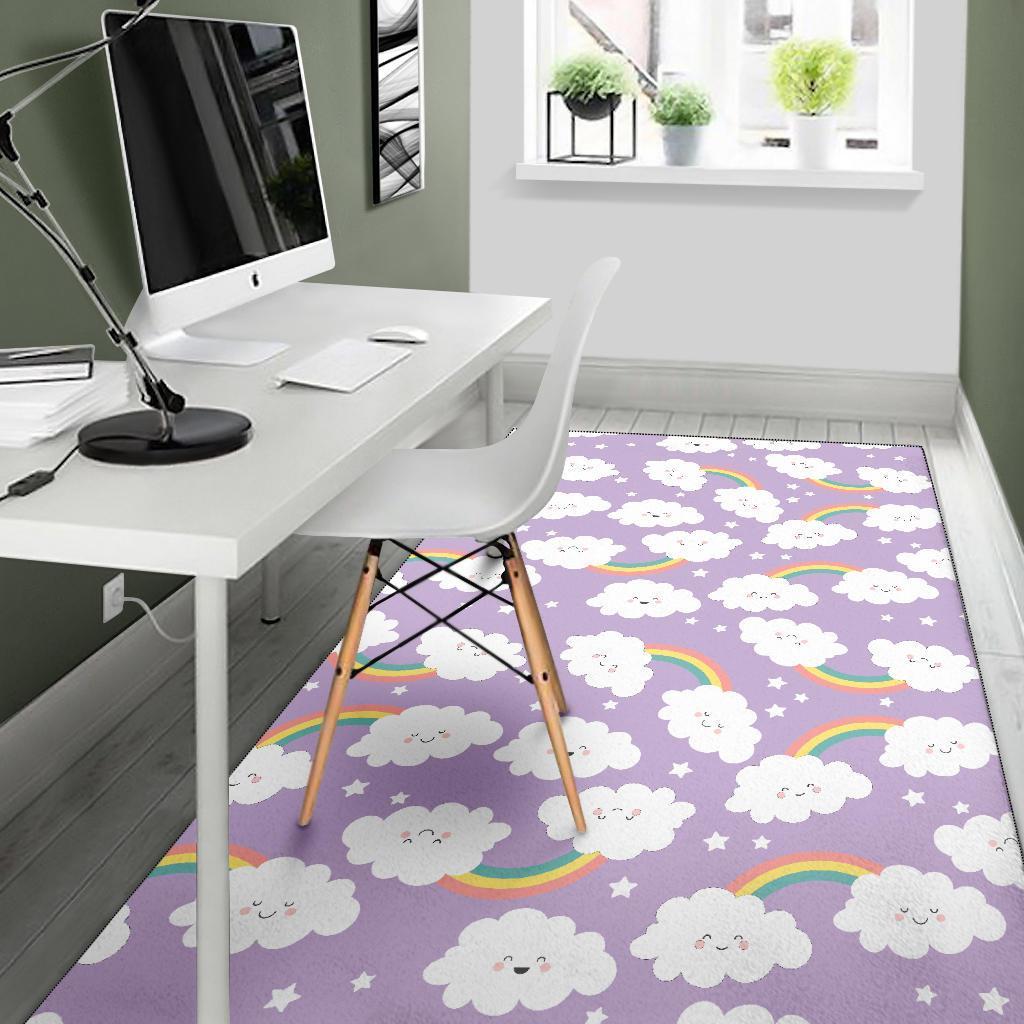 Cloud Smile Pattern Print Floor Mat-grizzshop