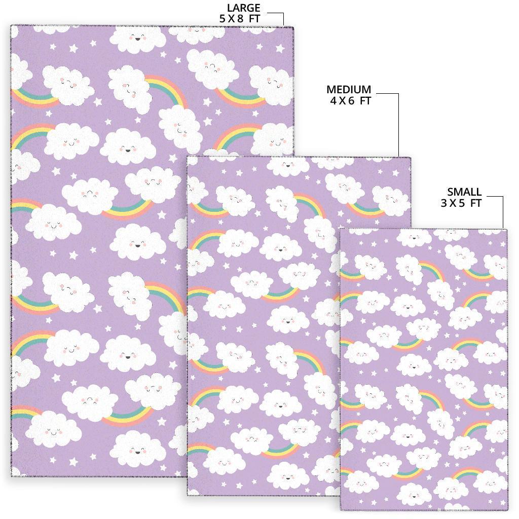 Cloud Smile Pattern Print Floor Mat-grizzshop