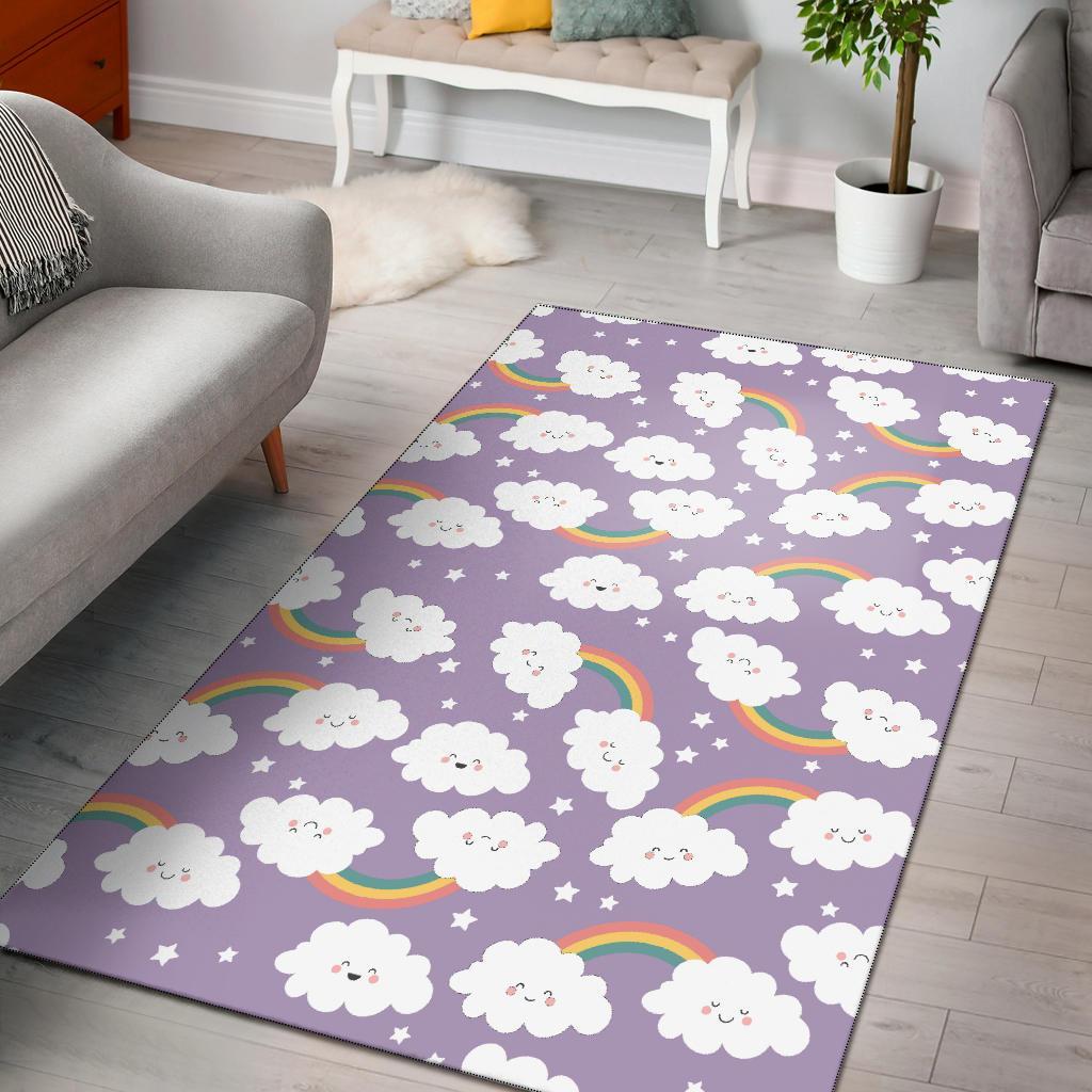 Cloud Smile Pattern Print Floor Mat-grizzshop