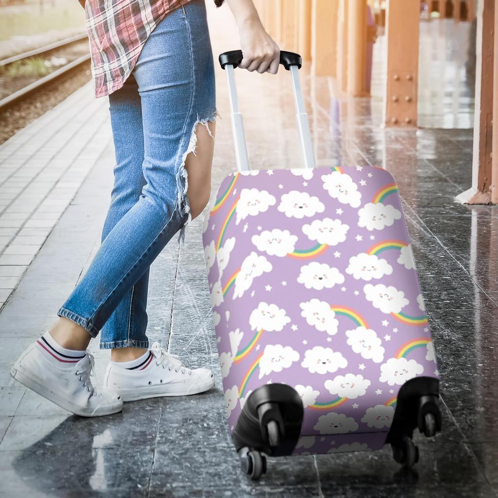 Cloud Smile Pattern Print Luggage Cover Protector-grizzshop