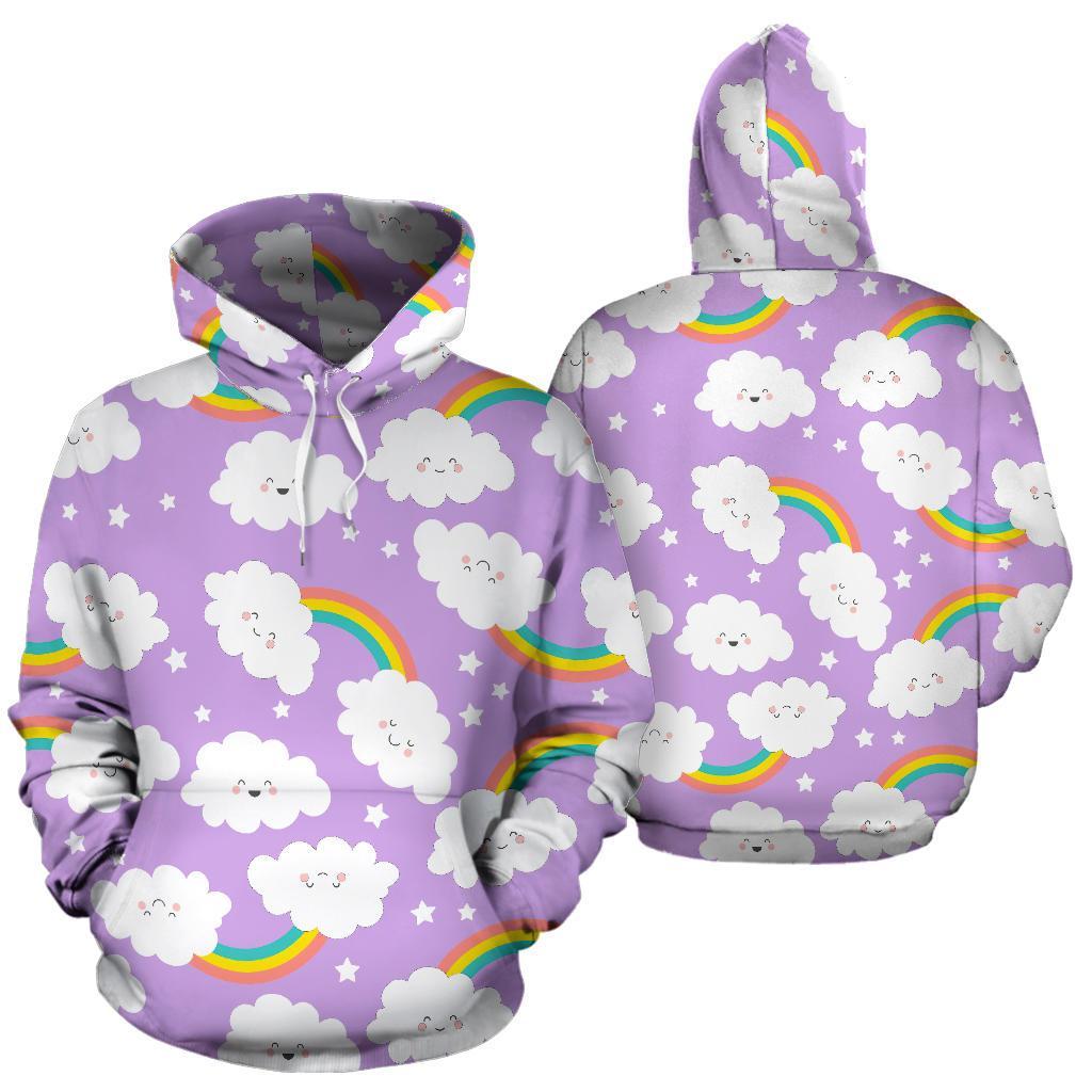 Cloud Smile Pattern Print Men Women Pullover Hoodie-grizzshop