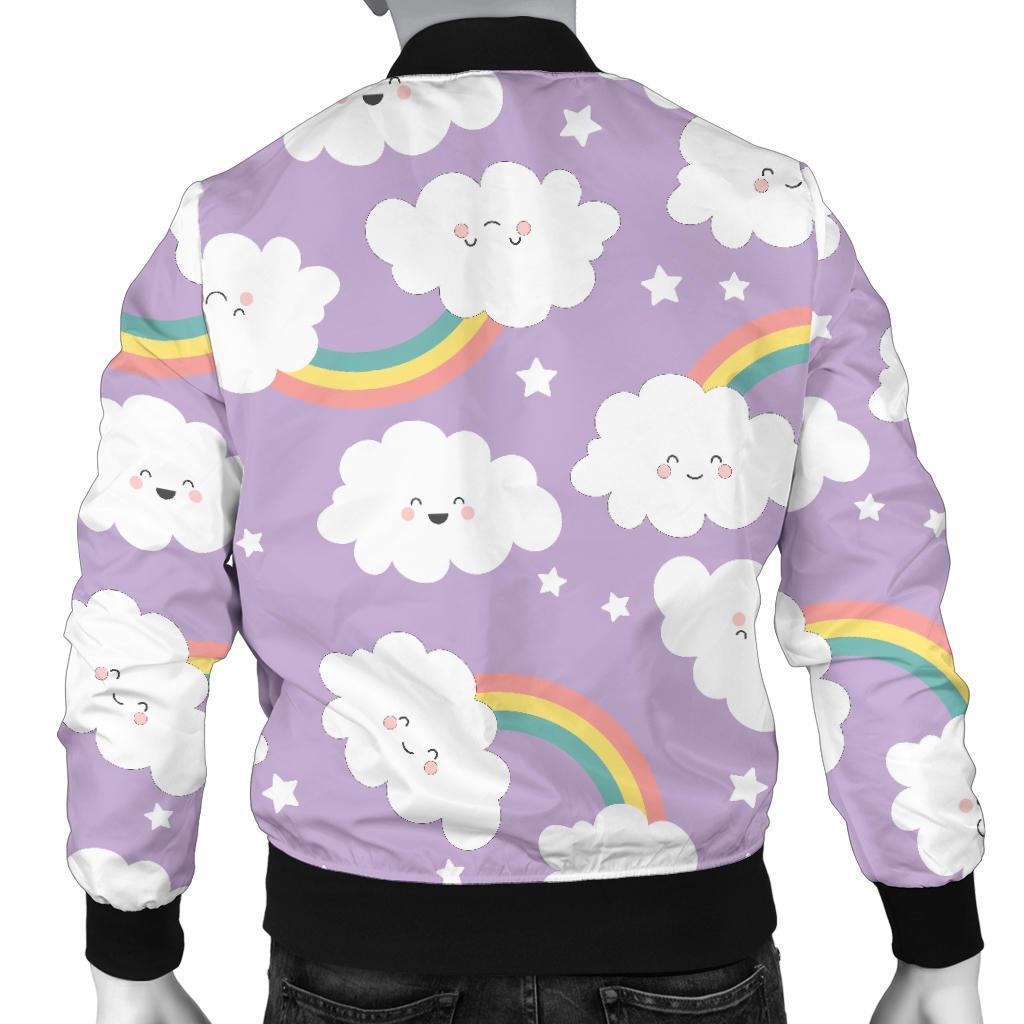 Cloud Smile Pattern Print Men's Bomber Jacket-grizzshop