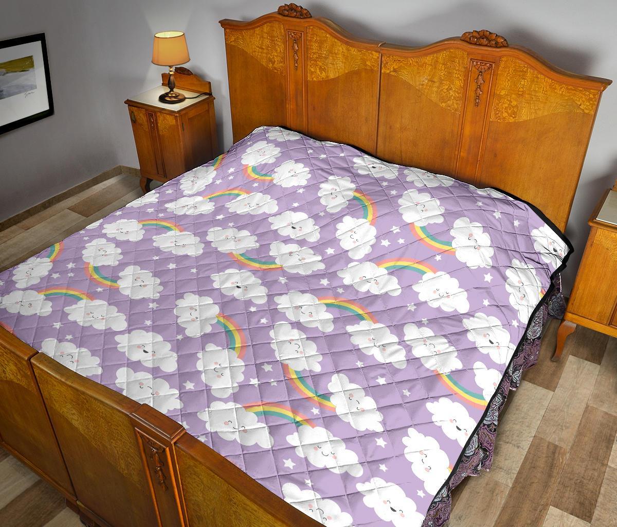 Cloud Smile Pattern Print Quilt-grizzshop