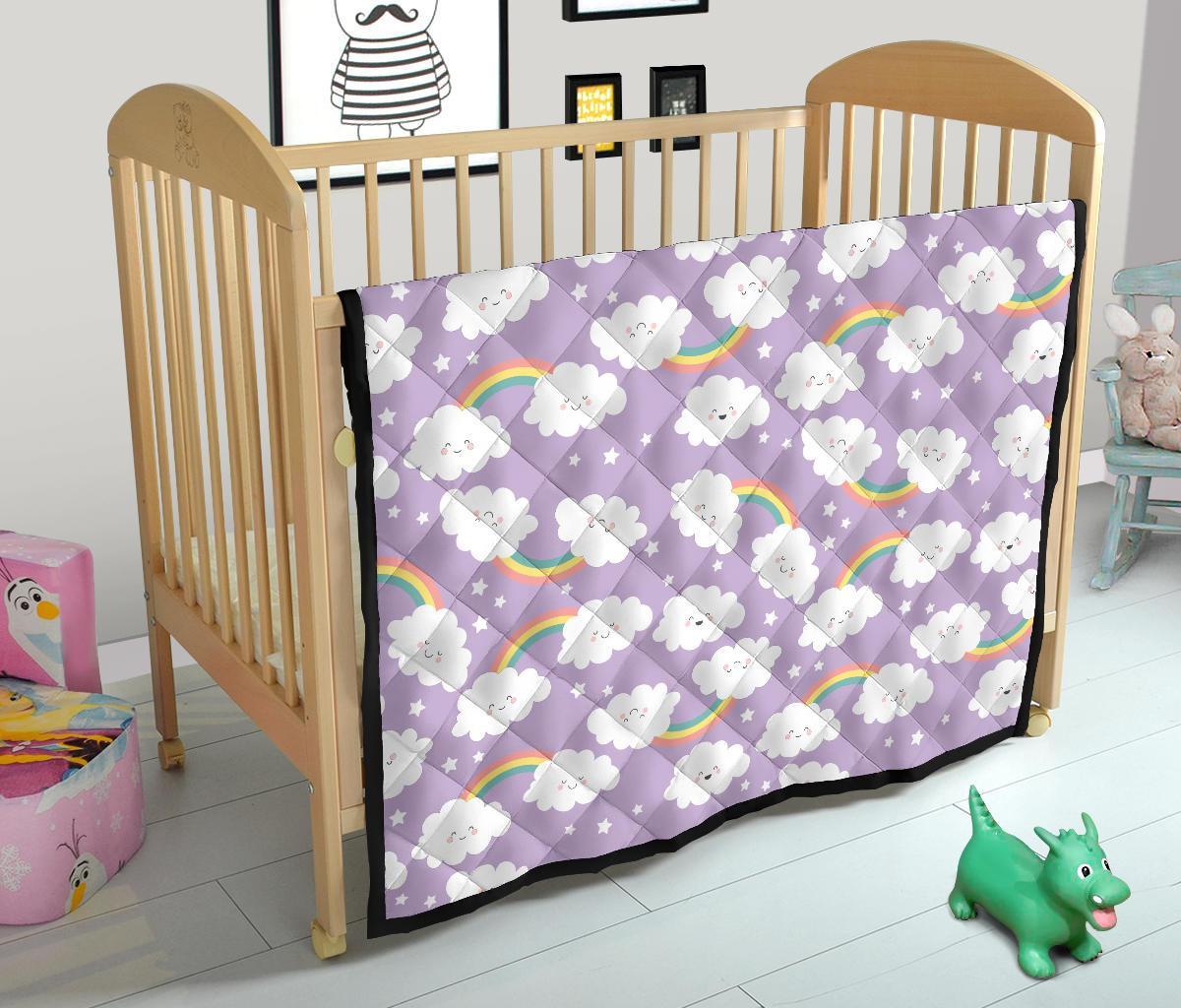 Cloud Smile Pattern Print Quilt-grizzshop