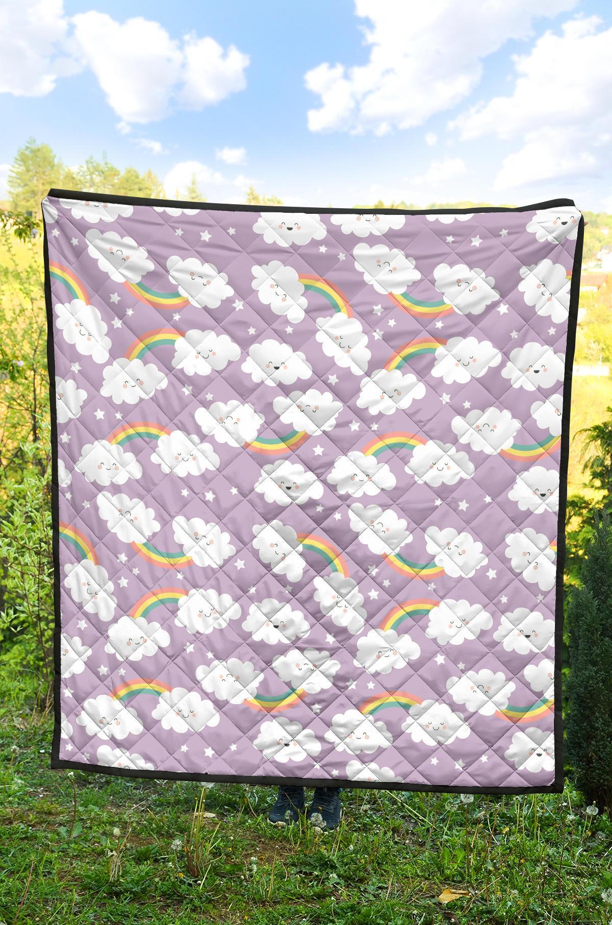 Cloud Smile Pattern Print Quilt-grizzshop