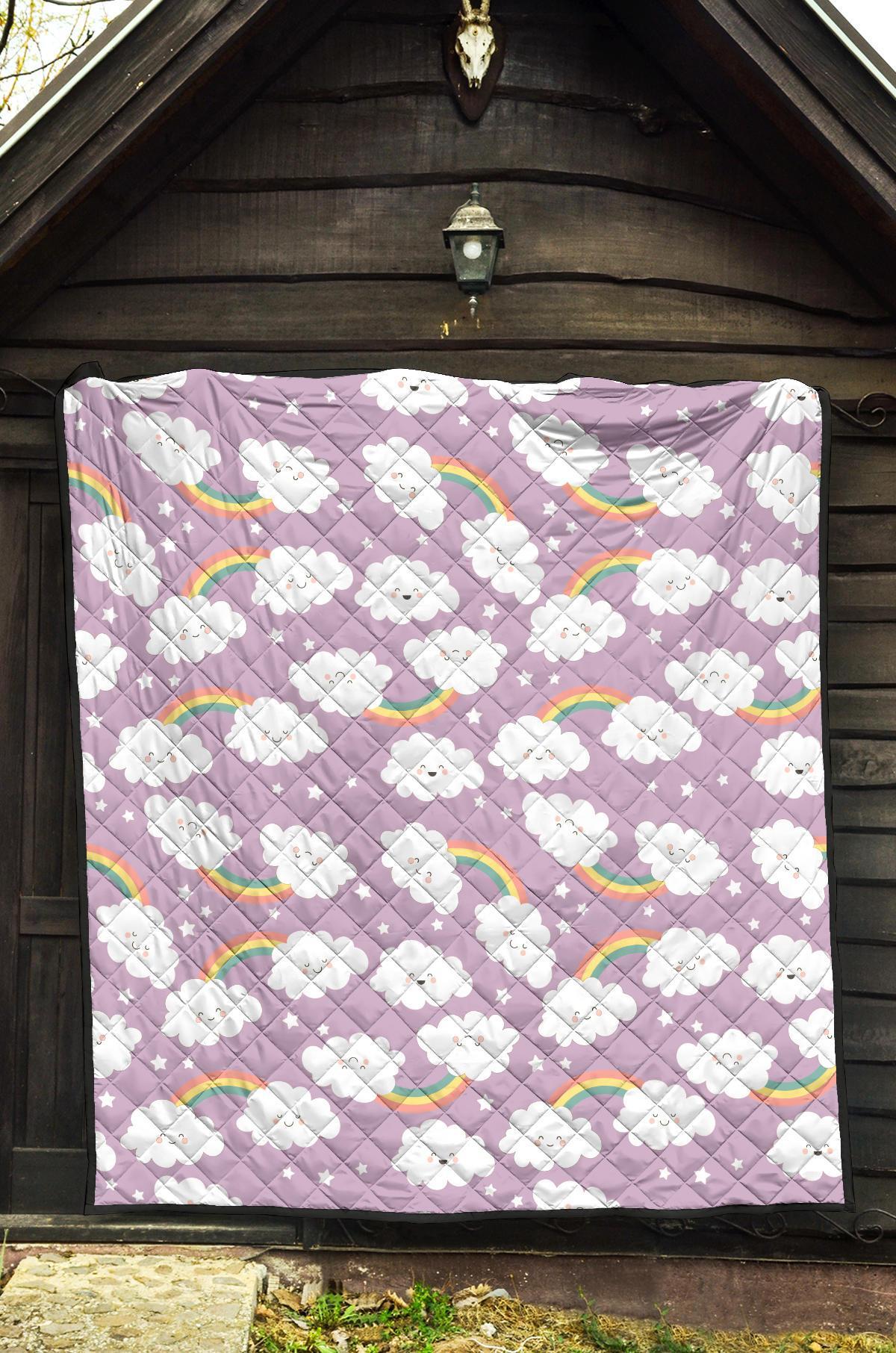 Cloud Smile Pattern Print Quilt-grizzshop