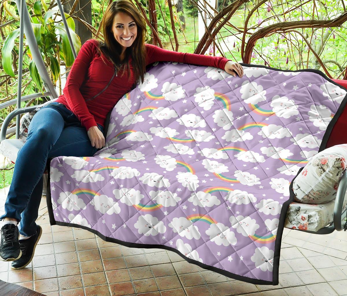 Cloud Smile Pattern Print Quilt-grizzshop