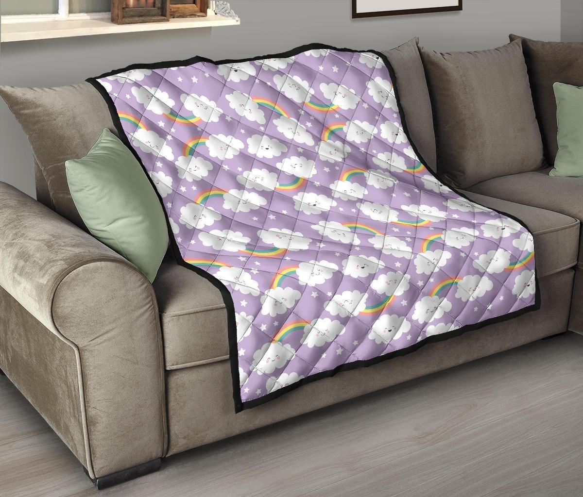 Cloud Smile Pattern Print Quilt-grizzshop