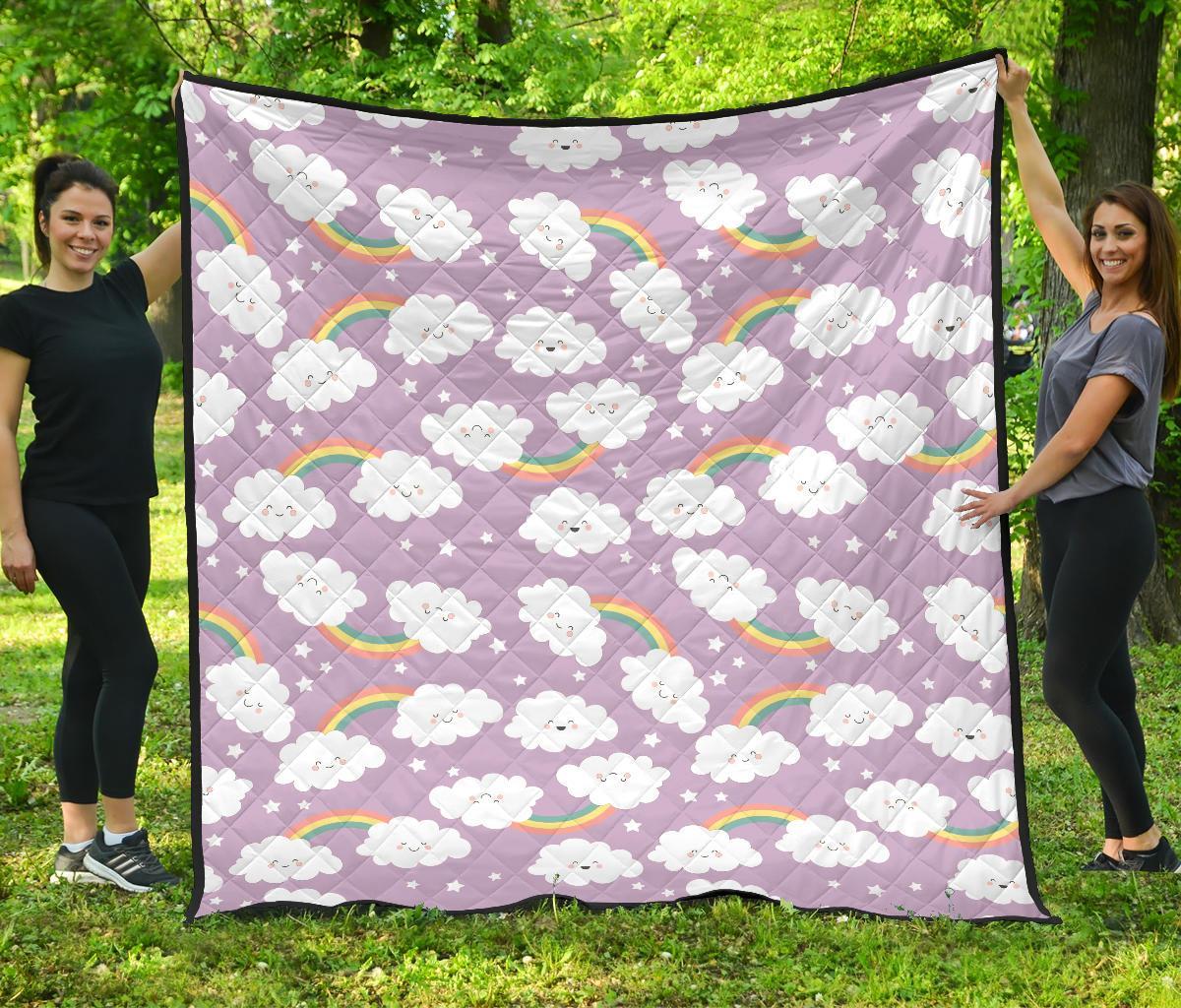 Cloud Smile Pattern Print Quilt-grizzshop