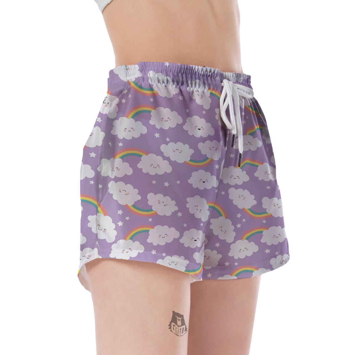 Cloud Smile Pattern Print Women's Shorts-grizzshop