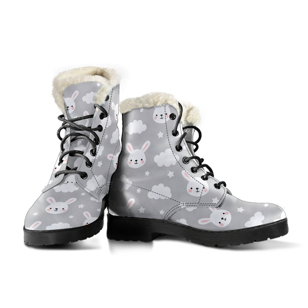 Cloud Bunny Rabbit Pattern Print Comfy Winter Boots-grizzshop