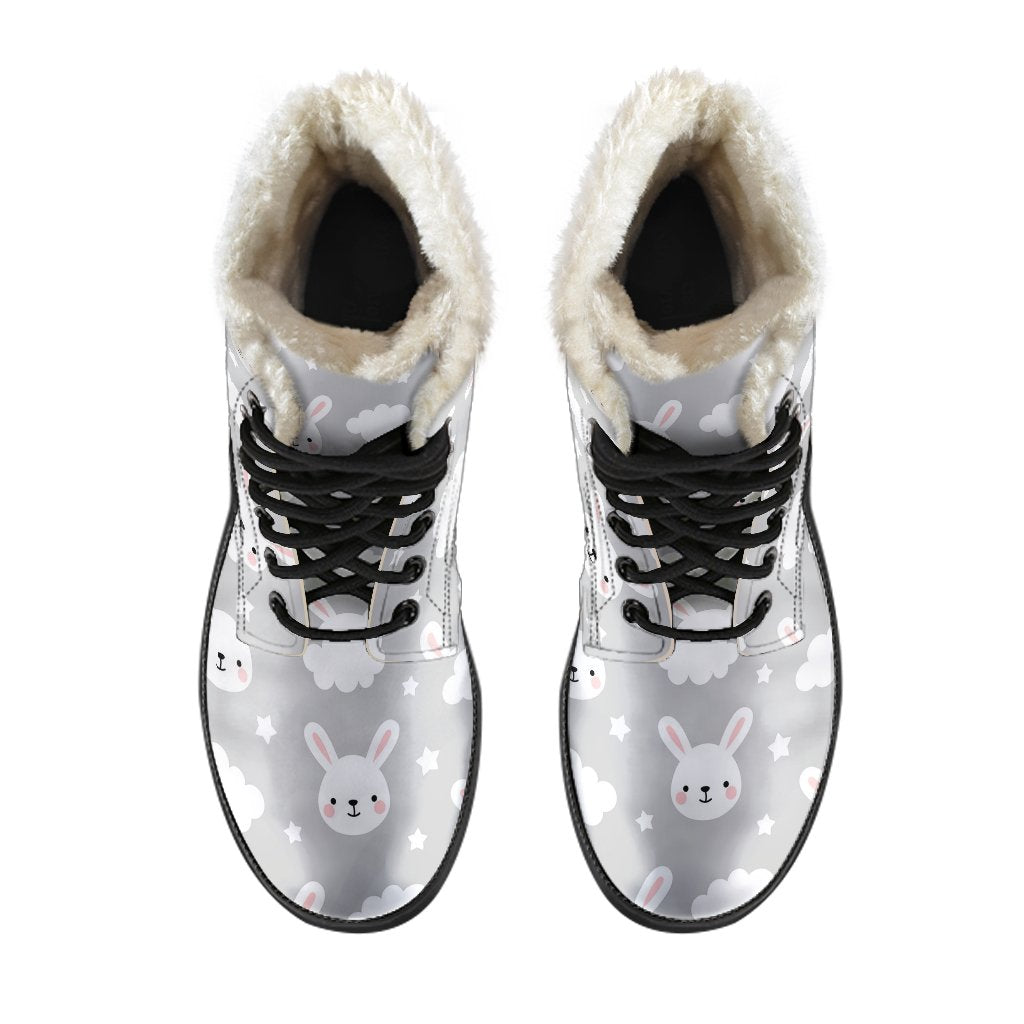 Cloud Bunny Rabbit Pattern Print Comfy Winter Boots-grizzshop