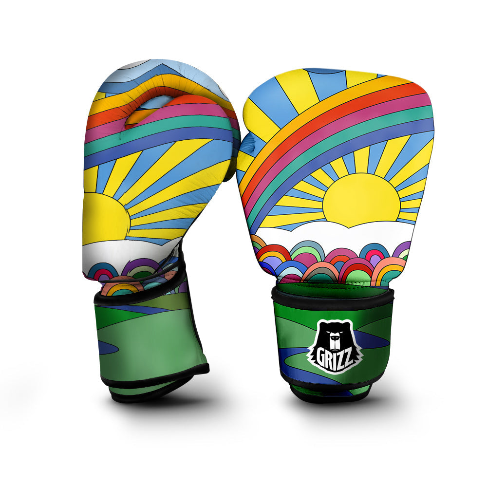 Clouds Rainbows Hippie Art Print Boxing Gloves-grizzshop