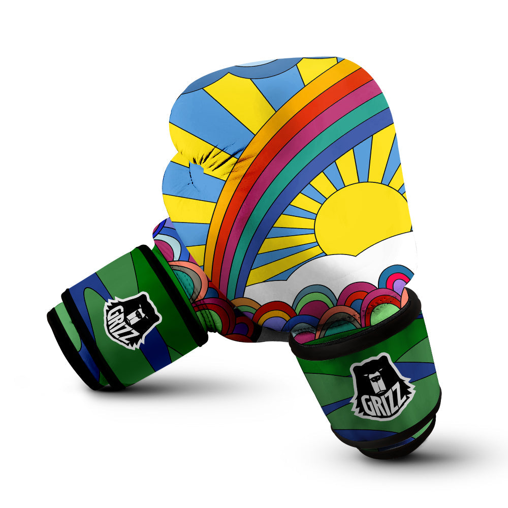 Clouds Rainbows Hippie Art Print Boxing Gloves-grizzshop
