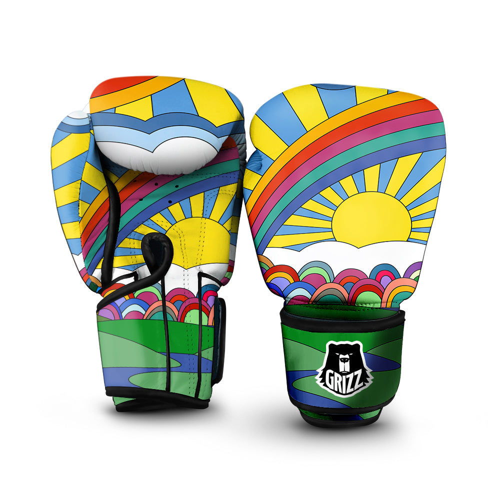Clouds Rainbows Hippie Art Print Boxing Gloves-grizzshop