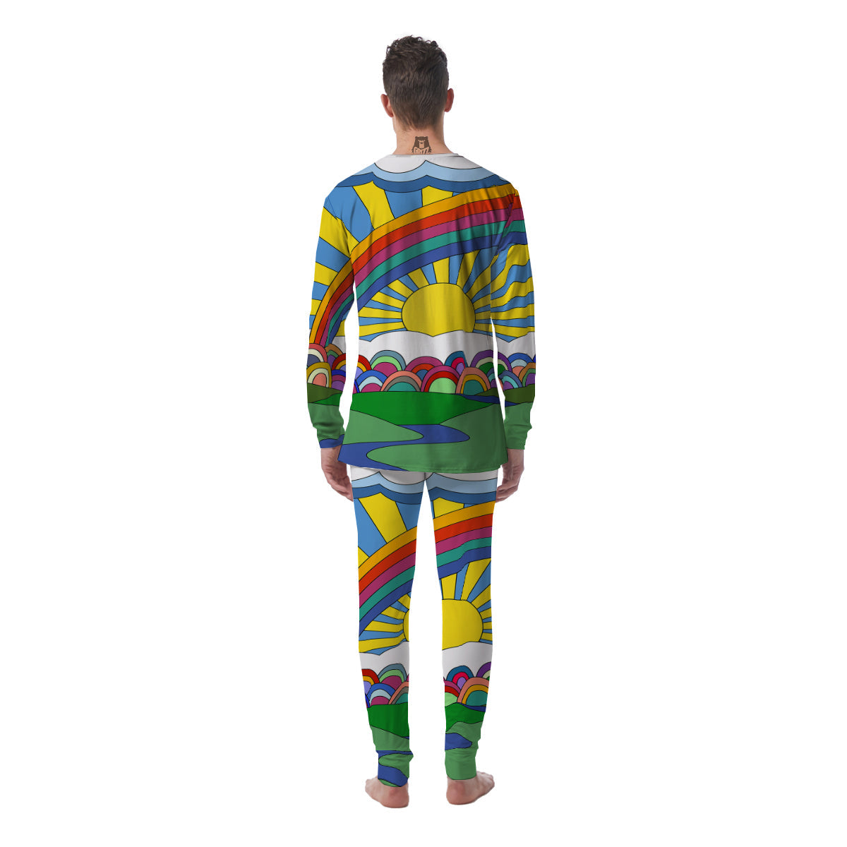 Clouds Rainbows Hippie Art Print Men's Pajamas-grizzshop