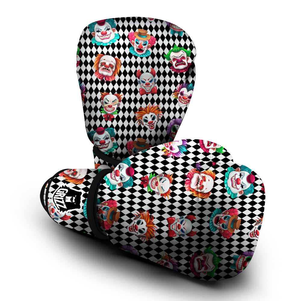 Clown Faces And Harlequin Black Print Pattern Boxing Gloves-grizzshop