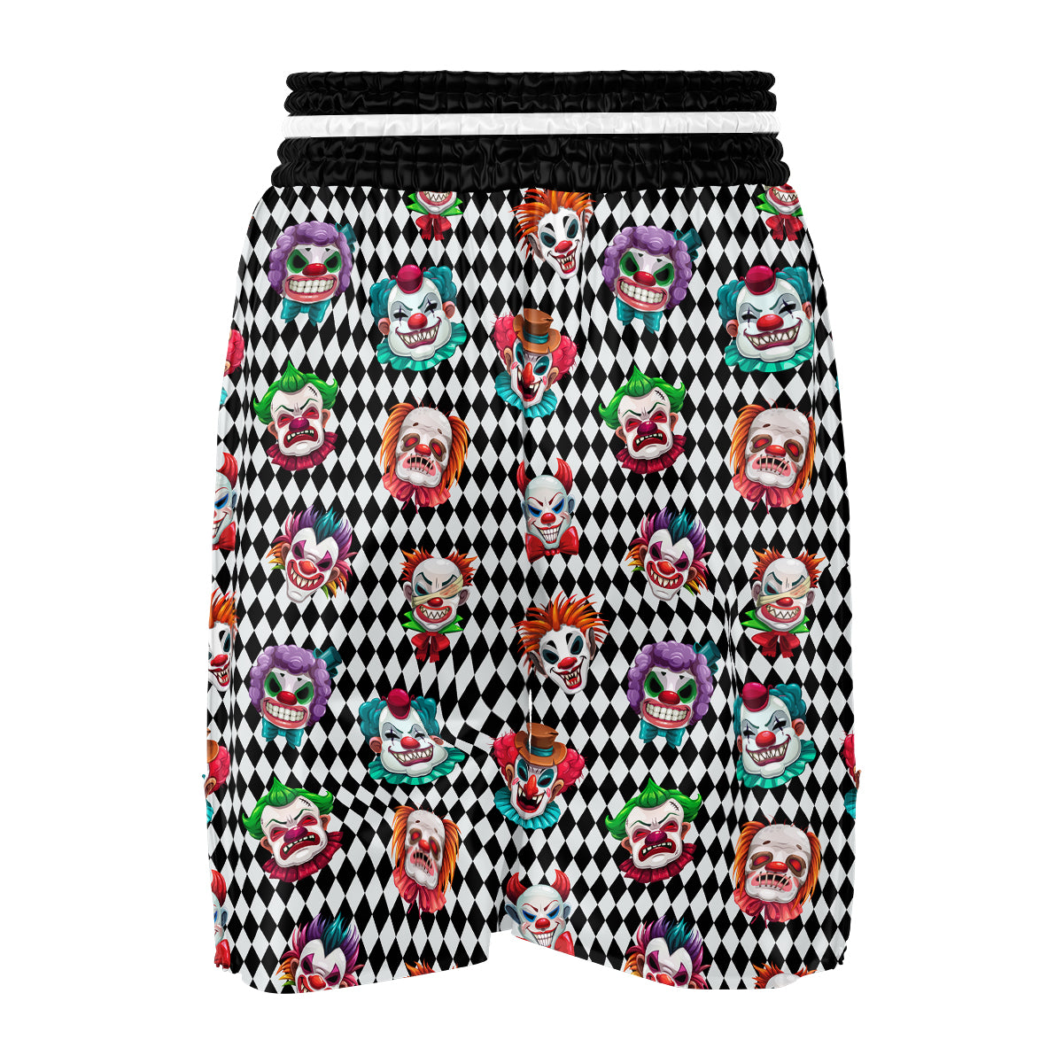 Clown Faces And Harlequin Black Print Pattern Boxing Shorts-grizzshop