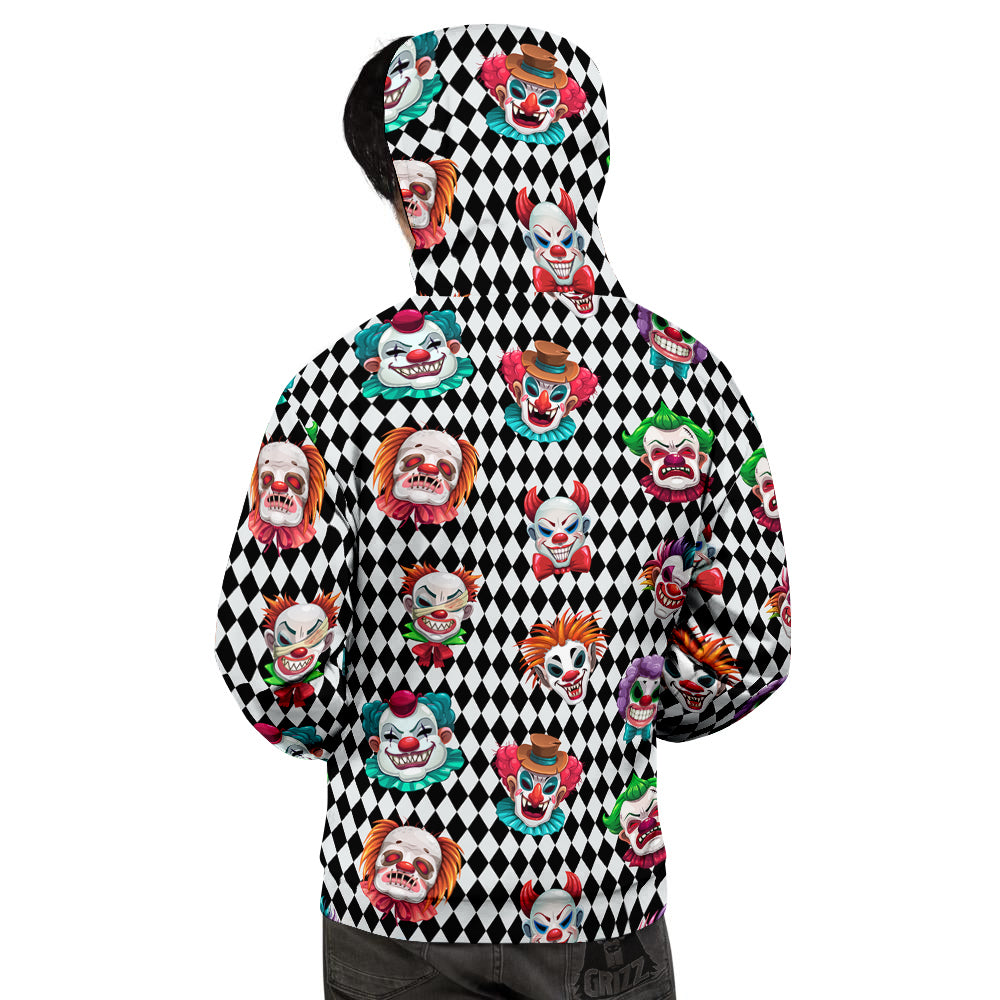 Clown Faces And Harlequin Black Print Pattern Men's Hoodie-grizzshop
